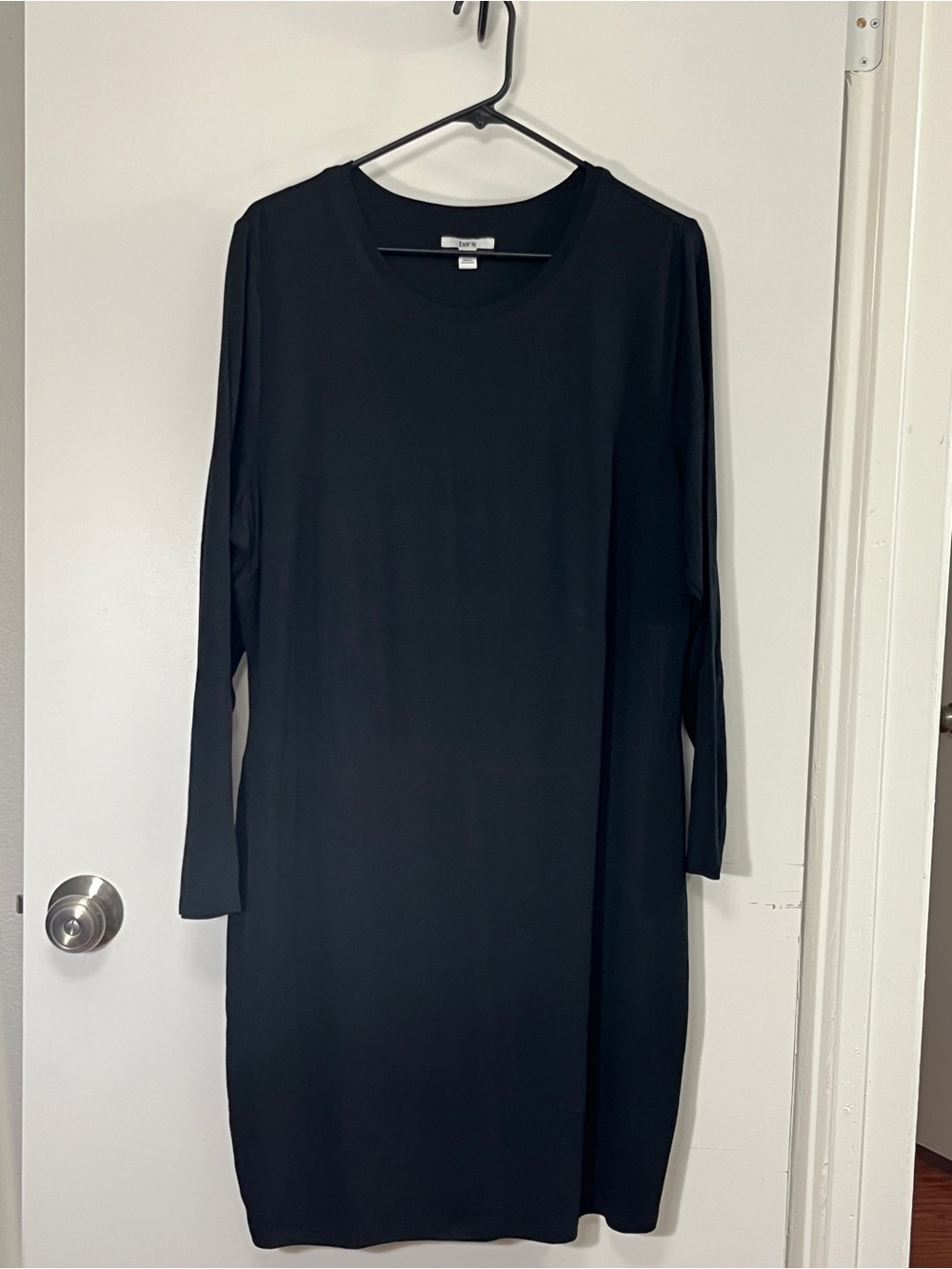 Bar III Black Long Sleeve Midi Shift Dress